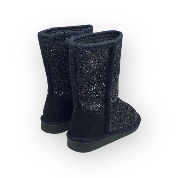 new Fab Kids ❁ JustFab FabKids Glitter Fuzzy Ugg Boot Boots ❁ Black ❁ 7 Toddler - Picture 3 of 16